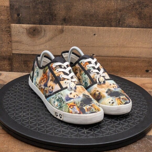 THE BRADFORD EXCHANGE WOMENS ATHLETIC SHOE WORLD WILDLIFE ANIMAL PRINT SZ 10 - Picture 3 of 9